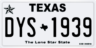 TX license plate DYS1939