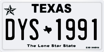 TX license plate DYS1991