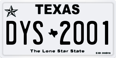 TX license plate DYS2001