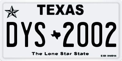 TX license plate DYS2002