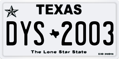 TX license plate DYS2003