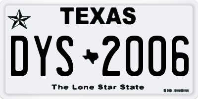 TX license plate DYS2006