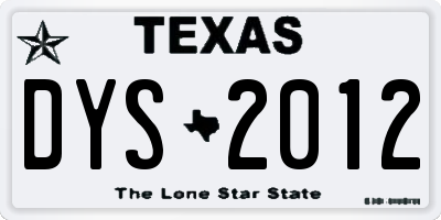 TX license plate DYS2012