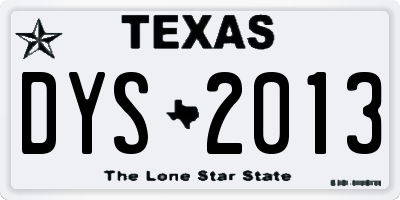 TX license plate DYS2013