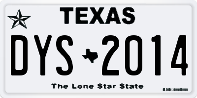 TX license plate DYS2014