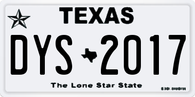 TX license plate DYS2017