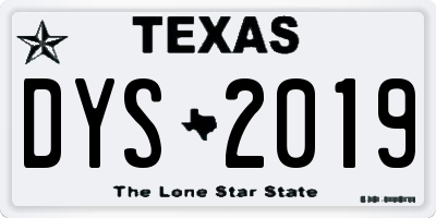 TX license plate DYS2019