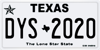 TX license plate DYS2020