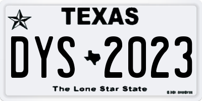 TX license plate DYS2023