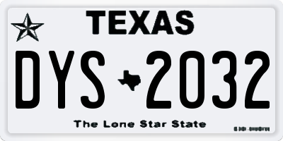 TX license plate DYS2032