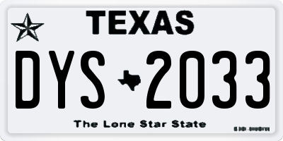 TX license plate DYS2033