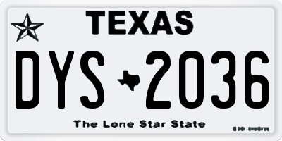 TX license plate DYS2036