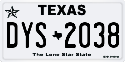 TX license plate DYS2038