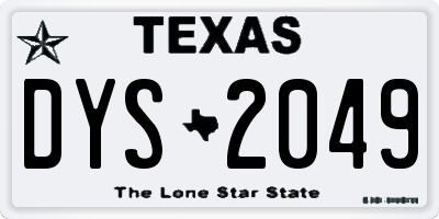 TX license plate DYS2049