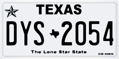 TX license plate DYS2054
