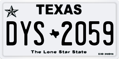 TX license plate DYS2059