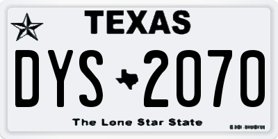 TX license plate DYS2070