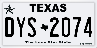 TX license plate DYS2074
