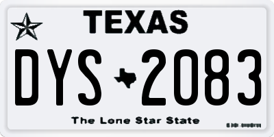 TX license plate DYS2083