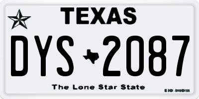 TX license plate DYS2087