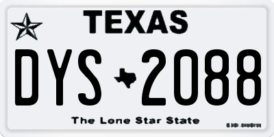 TX license plate DYS2088