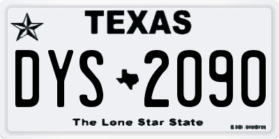 TX license plate DYS2090
