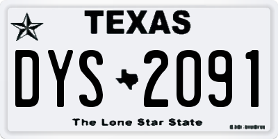 TX license plate DYS2091
