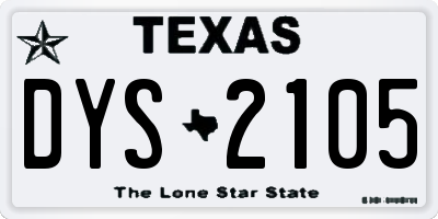 TX license plate DYS2105