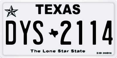 TX license plate DYS2114