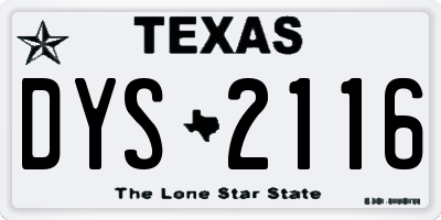 TX license plate DYS2116