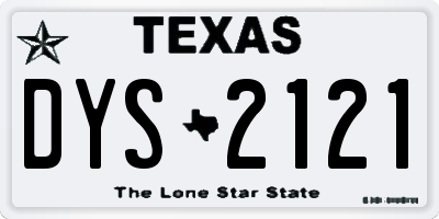 TX license plate DYS2121