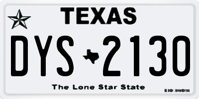 TX license plate DYS2130