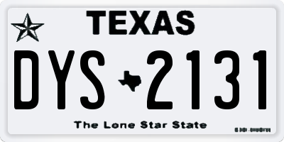 TX license plate DYS2131