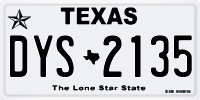 TX license plate DYS2135