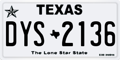 TX license plate DYS2136