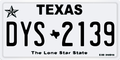 TX license plate DYS2139