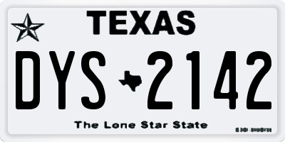 TX license plate DYS2142