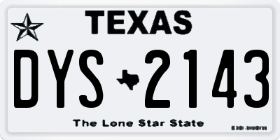 TX license plate DYS2143
