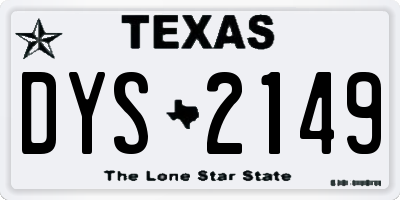 TX license plate DYS2149