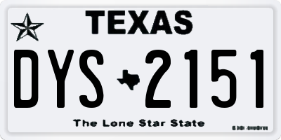 TX license plate DYS2151