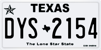 TX license plate DYS2154