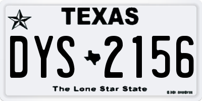 TX license plate DYS2156