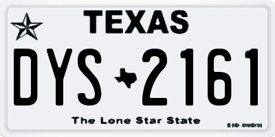 TX license plate DYS2161