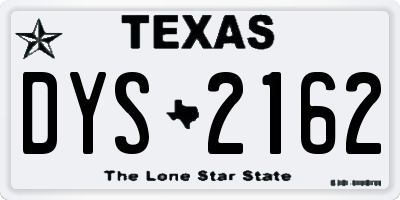 TX license plate DYS2162