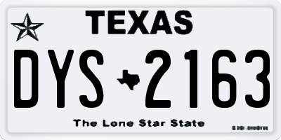 TX license plate DYS2163