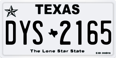 TX license plate DYS2165