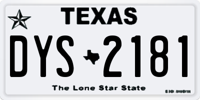 TX license plate DYS2181