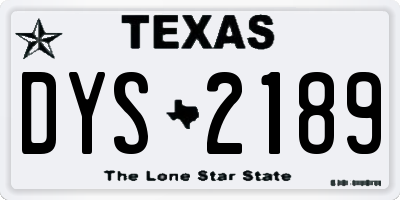 TX license plate DYS2189