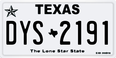 TX license plate DYS2191