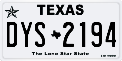 TX license plate DYS2194